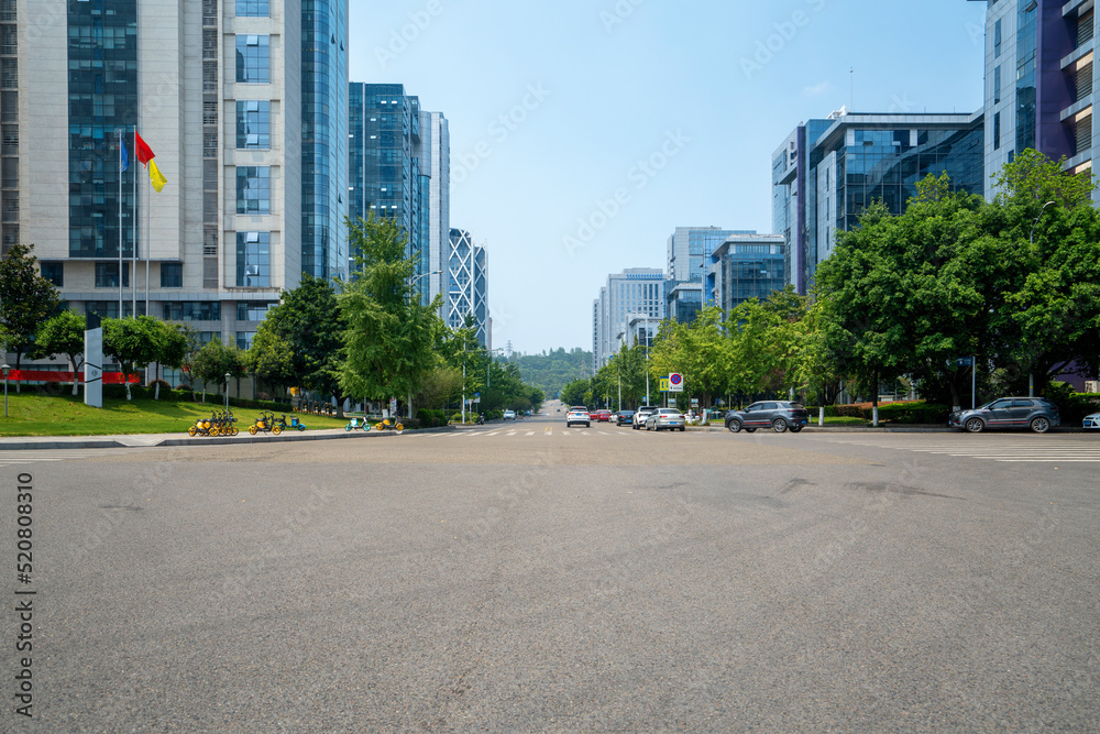 The expressway and the modern city skyline are in Chongqing, China. The expressway and the modern city skyline are in Chongqing, China.