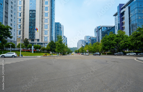 The expressway and the modern city skyline are in Chongqing, China.