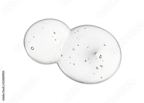 Liquid gel beauty serum texture . Transparent cosmetic skincare product swatch with bubbles texture isolated on white.