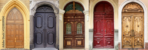 Fotografie, Obraz Collage with many different entrance doors