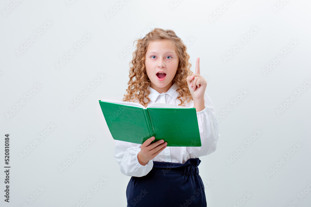 schoolgirl teenage girl in school uniform holding a book on a white background schoolgirl teenage girl in school uniform holding a book on a white background