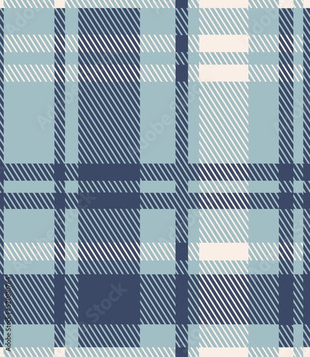 Tartan plaid. Scottish pattern in dark, blue and white check. The Scottish cage. Traditional Scottish checkered background. Seamless fabric texture. Vector illustration