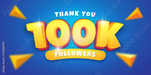 Editable text Thank you 100k followers for subscribe with blue background