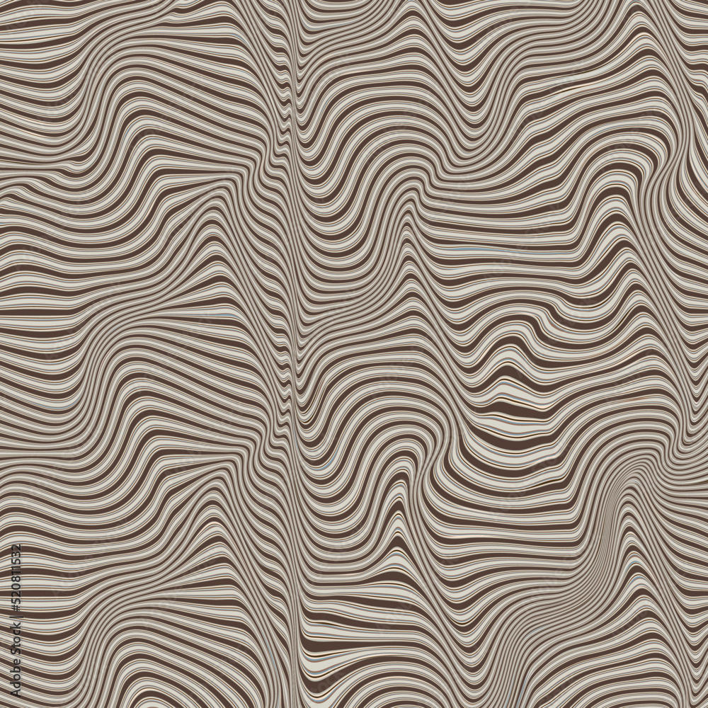 Art composition with wavy lines .Modern art design .Neutral color stripes .Transition circle lines .Bauhaus art style .Geometric shape. Wall art .