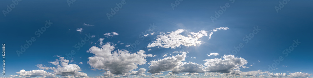 Seamless blue sky hdri panorama 360 degrees angle view with zenith and beautiful clouds for use in 3d graphics as sky replacement and sky dome or edit drone shot Seamless blue sky hdri panorama 360 degrees angle view with zenith and beautiful clouds for use in 3d graphics as sky replacement and sky dome or edit drone shot