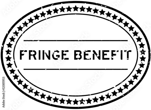 Grunge black fringe benefit word oval rubber seal stamp on white background