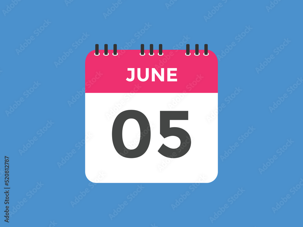 june 5 calendar reminder. 5th june daily calendar icon template. Vector illustration
june 5 calendar reminder. 5th june daily calendar icon template. Vector illustration