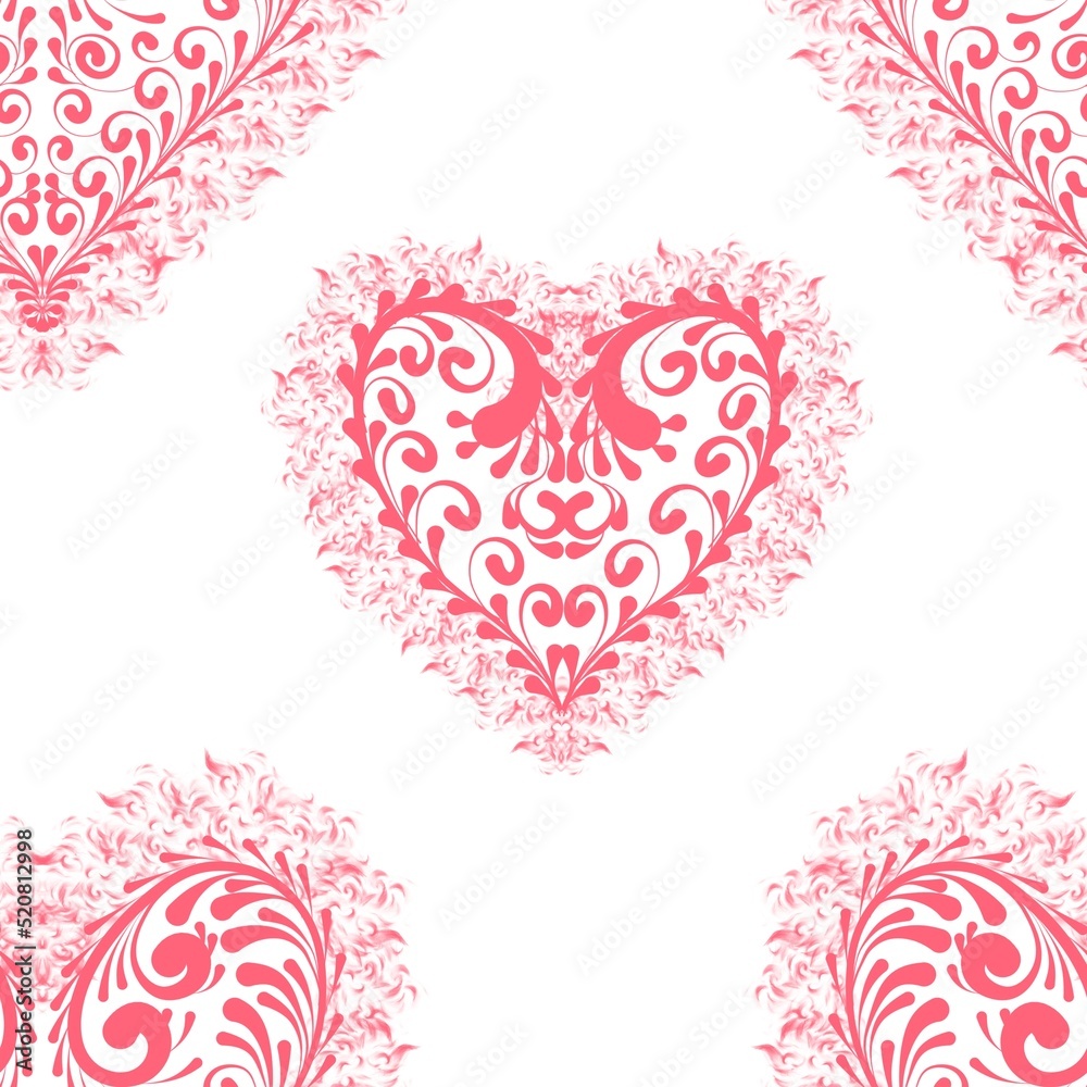 abstract floral heart abstract seamless background pattern colorful fabric design print wrapping paper digital illustration texture wallpaper