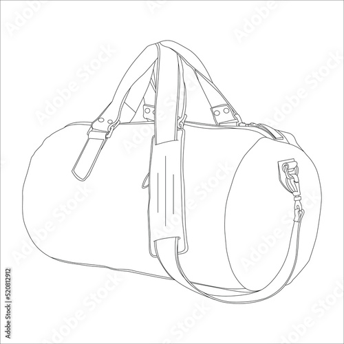 line art travel bag with white background, Men's Leather Duffel Bags, Weekender bag.