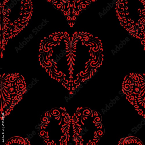 red hearts abstract seamless background pattern colorful fabric design print wrapping paper digital illustration texture wallpaper