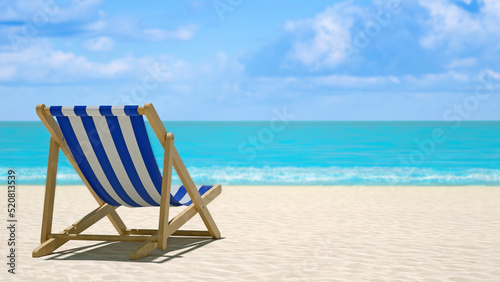 Fotografia Beach chair or beach loungers on sand at the beach