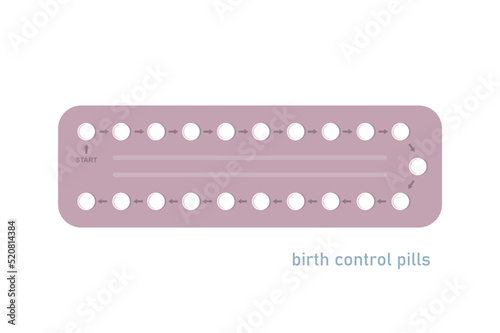 birth control pills info graphic isolated on white