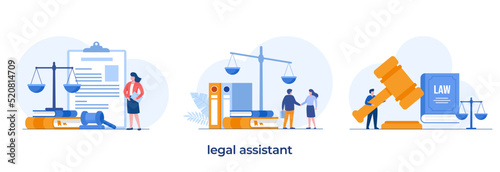 legal assistant, justice, consultation, law firm and legal services concept, lawyer consultant, flat illustration vector