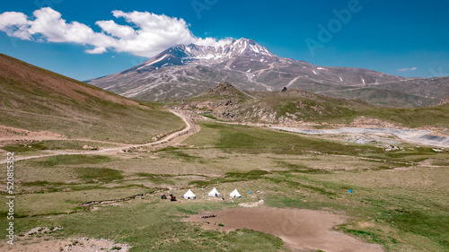 Nomadic animal breeders tents at the skirts of 