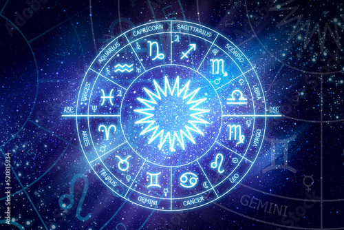 Zodiac circle on the background of a space