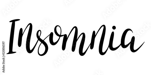 Insomnia hand lettering vector. Handwritten word. Sleeping problem