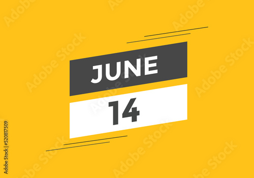june 14 Calendar icon Design. Calendar Date 14th june. Calendar template 

