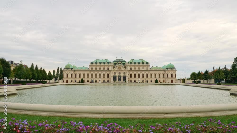 Belvedere Palace, Vienna, Austria. tourist attraction, travel guide and sights of city breaks. landmarks, postcard, on road trip panoramic banner Belvedere Palace, Vienna, Austria. tourist attraction, travel guide and sights of city breaks. landmarks, postcard, on road trip panoramic banner