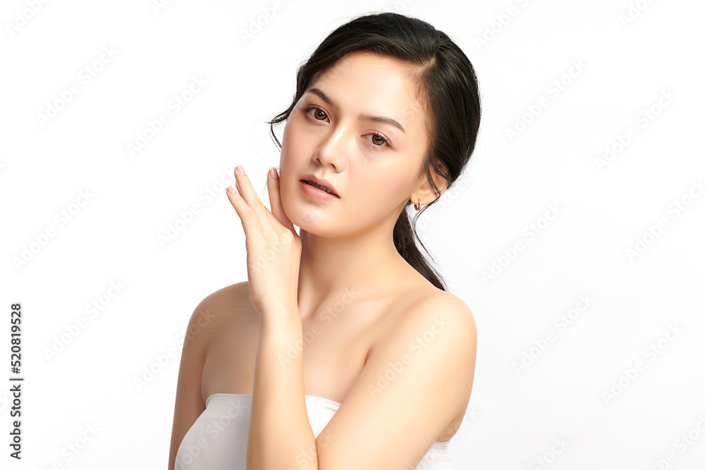 Beautiful young asian woman with clean fresh skin on white background, Face care, Facial treatment, Cosmetology, beauty and spa, Asian women portrait. Beautiful young asian woman with clean fresh skin on white background, Face care, Facial treatment, Cosmetology, beauty and spa, Asian women portrait.