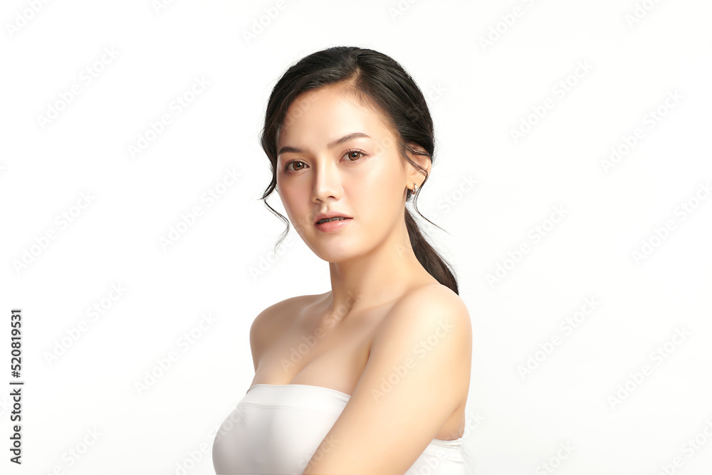 Beautiful young asian woman with clean fresh skin on white background, Face care, Facial treatment, Cosmetology, beauty and spa, Asian women portrait. Beautiful young asian woman with clean fresh skin on white background, Face care, Facial treatment, Cosmetology, beauty and spa, Asian women portrait.