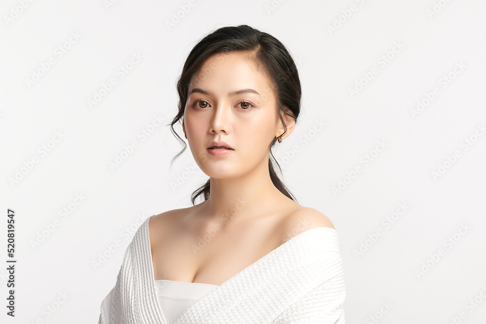 Beautiful young asian woman with clean fresh skin on white background, Face care, Facial treatment, Cosmetology, beauty and spa, Asian women portrait. Beautiful young asian woman with clean fresh skin on white background, Face care, Facial treatment, Cosmetology, beauty and spa, Asian women portrait.