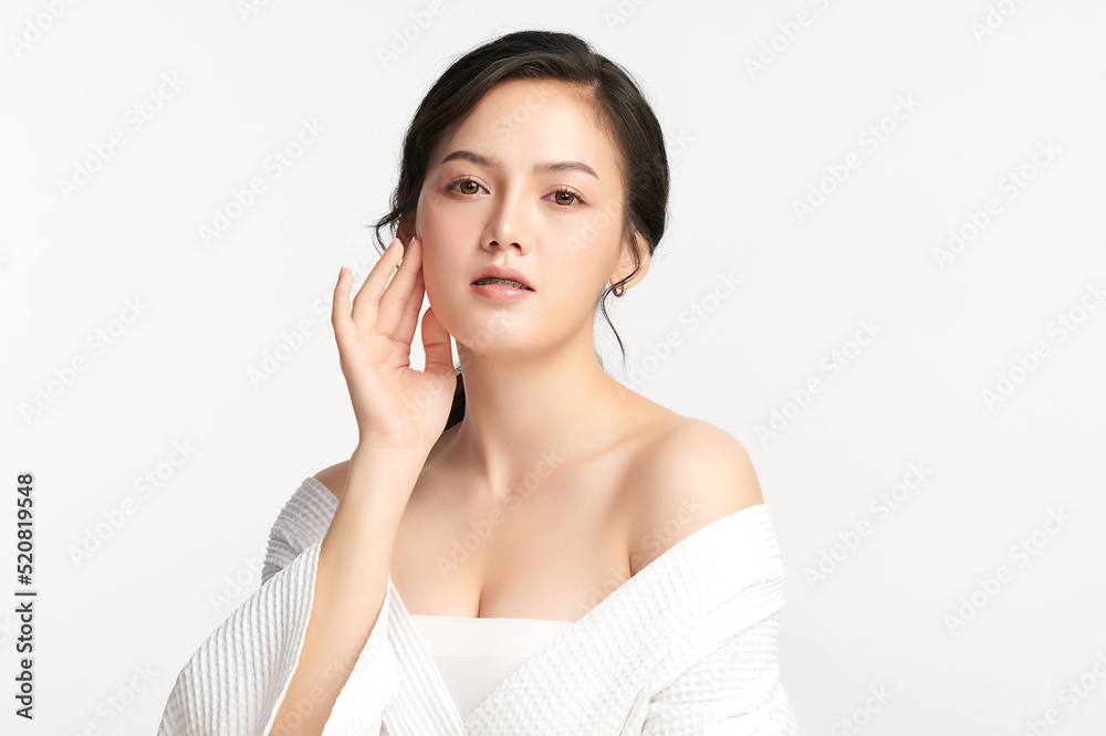 Beautiful young asian woman with clean fresh skin on white background, Face care, Facial treatment, Cosmetology, beauty and spa, Asian women portrait. Beautiful young asian woman with clean fresh skin on white background, Face care, Facial treatment, Cosmetology, beauty and spa, Asian women portrait.