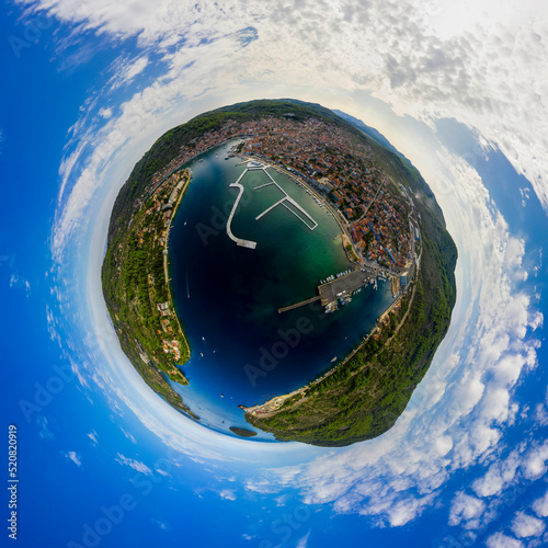 Panorama miniplanet. Korchula Vela Luka. Croatia