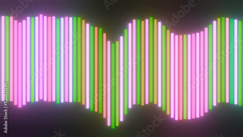 Band of audio spectrum of colorful lines. Design. Colorful equalizer line with stripes on black background. Beautiful equalizer moving with lines