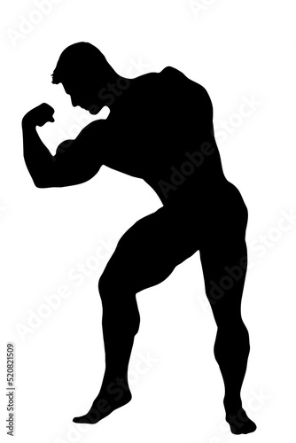 black silhouette of a man with muscles, an athlete