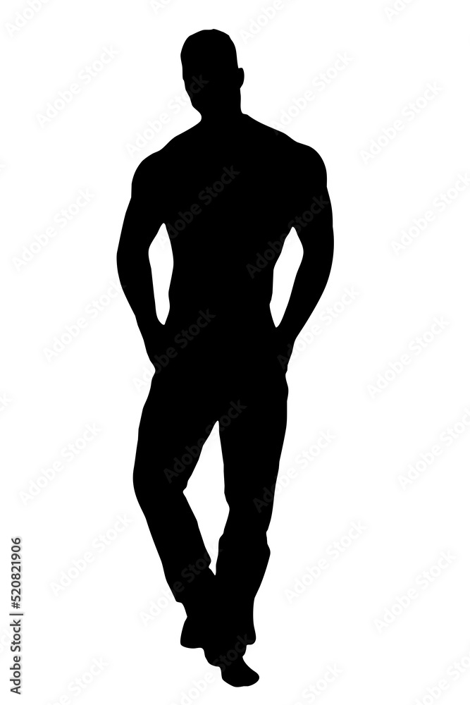 black silhouette of a man with muscles, an athlete black silhouette of a man with muscles, an athlete