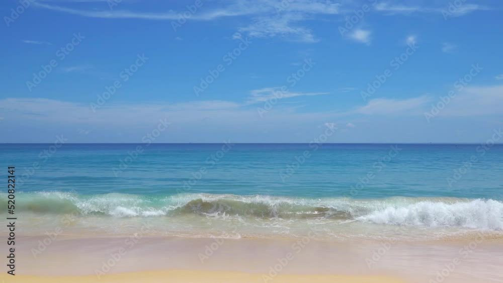 Professional video 4K Low angle view landscape beach sand seascape background in good weather day Tropical weather Locations Andaman sea Phuket Thailand. Nature and Go Everywhere travel concept. Professional video 4K Low angle view landscape beach sand seascape background in good weather day Tropical weather Locations Andaman sea Phuket Thailand. Nature and Go Everywhere travel concept.
