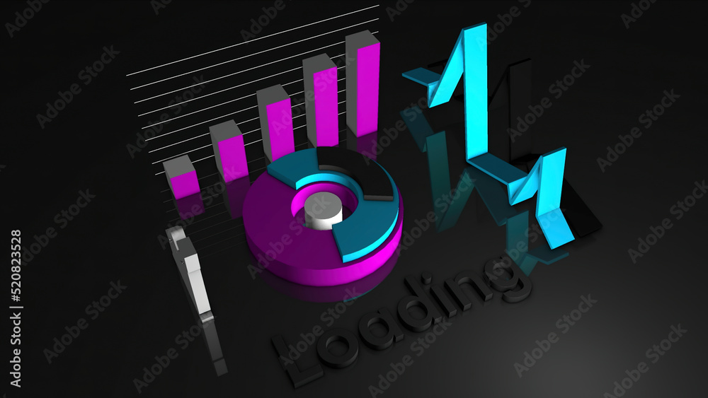 Grey background in animation.Motion. Multi-colored loading charts of ...