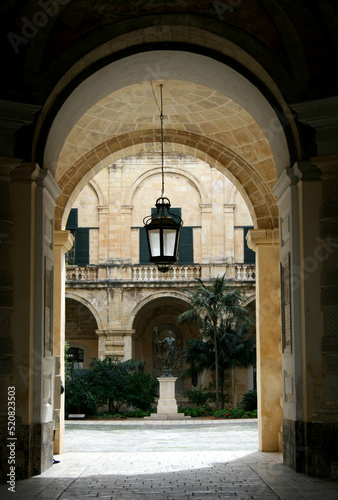 Archway to courtyard of Grandmasters Palace  Valletta  Malta