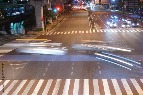 Slow shutter speed car lights, City scape of Naha in Okinawa, japan - 日本 沖縄 那覇の街並み 夜 道路  © Eric Akashi