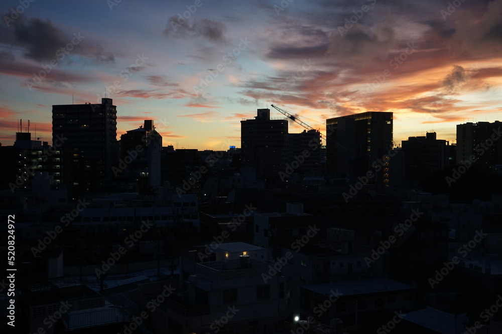 Evening City scape of Naha in Okinawa, japan - 日本 沖縄 那覇の街並み 夕日