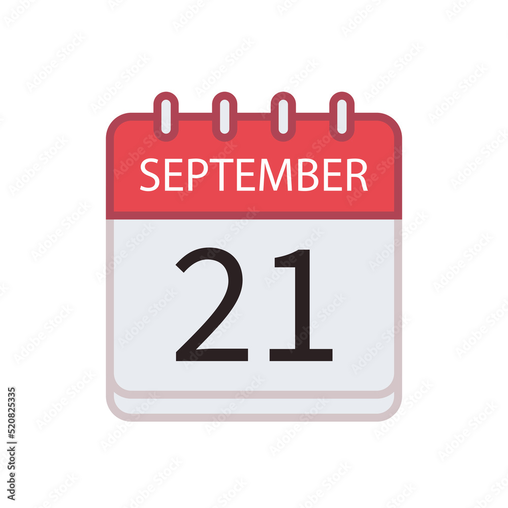 Calendar icon of 21 September. Date and month. Flat vector illustration.. Calendar icon of 21 September. Date and month. Flat vector illustration..