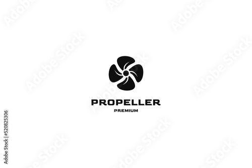 Flat marine engineering propeller logo design illustration idea photo