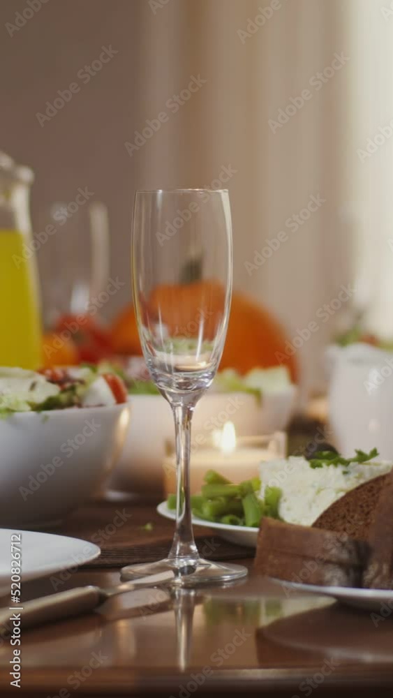Festive rich varied set table for a family celebration Festive rich varied set table for a family celebration