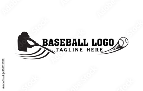 Baseball player vector silhouette. Baseball player logo design. Sport club logo design.