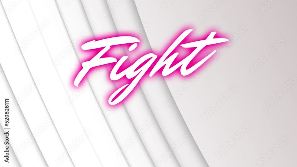 Animation of fight text over stripes on white background Animation of fight text over stripes on white background