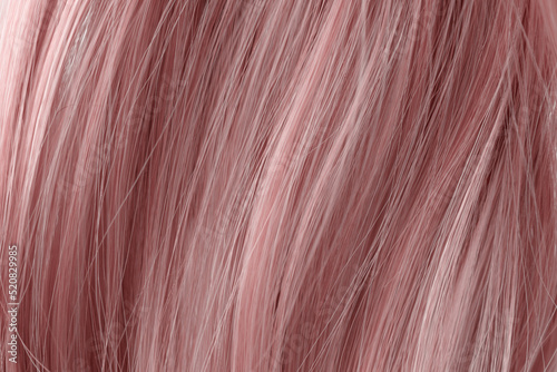 Fotobehang Pink curly hair texture closeup. Pink hair background.