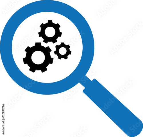 search settings icon, magnifier and gear icon