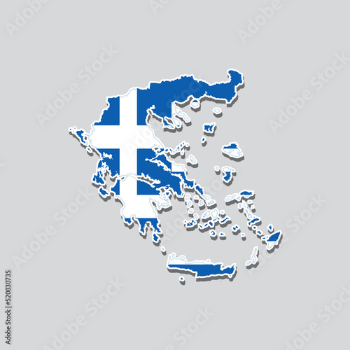 Flag of Greece in the shape of the country's map