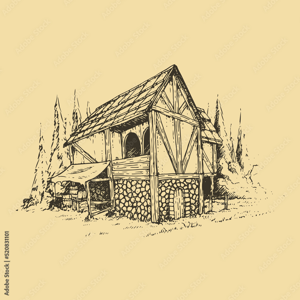 medieval-farm-house-concept-illustration-stock-vector-adobe-stock