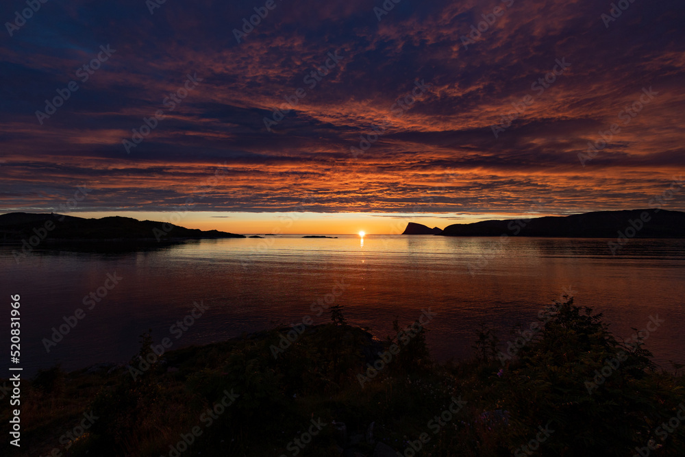 beautiful atmosphere of midnight sun at Sommaroy island (Sommarøy), Tromso Norway