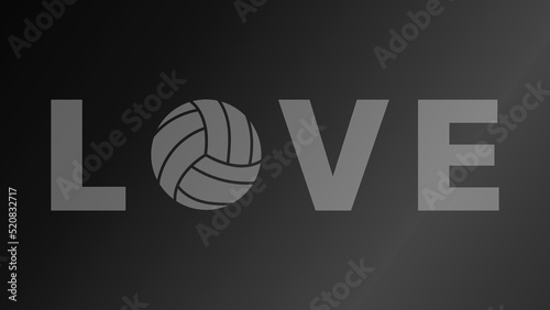 Love volleyball text on black background Illustrations for use in online sporting events , Illustration Vector  EPS 10