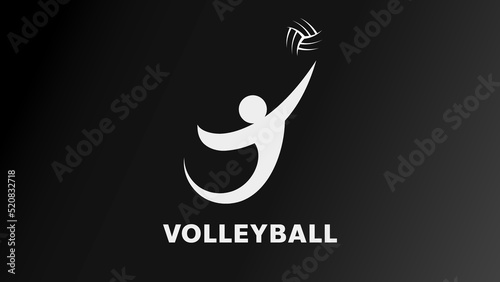 Volleyball  isolated on black background, illustration Vector EPS 10, can use for  Volleyball Championship Logo