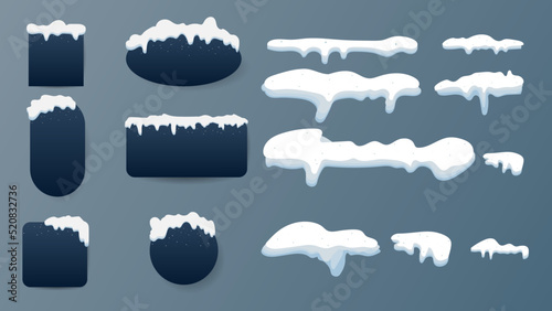 Snow and ice cap banners set illustration in winter seasons , Flat Modern design , illustration Vector  EPS 10