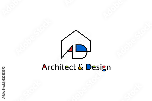 house logo with monogram letter AD for architect and design