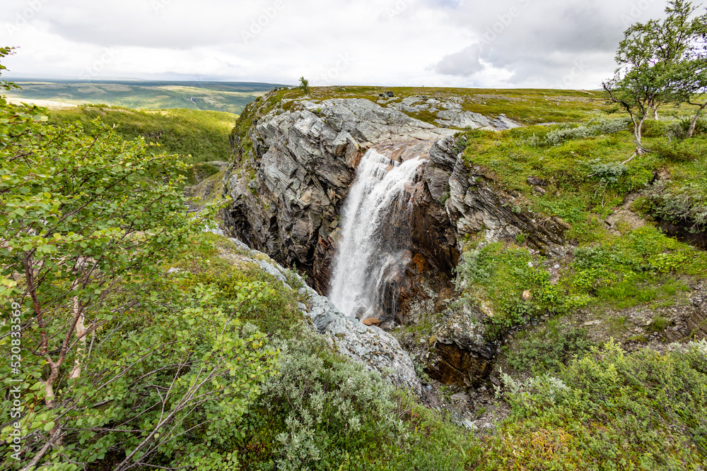 beautiful waterfall on the path leading to the Sautso Canyon Alta, Finnmark, Norway. beautiful waterfall on the path leading to the Sautso Canyon Alta, Finnmark, Norway.
